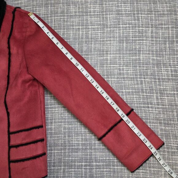 Keren Hart Microsuede Jacket Red Patchwork Women's S Soft Black Faux Fur Lining - Picture 8 of 15